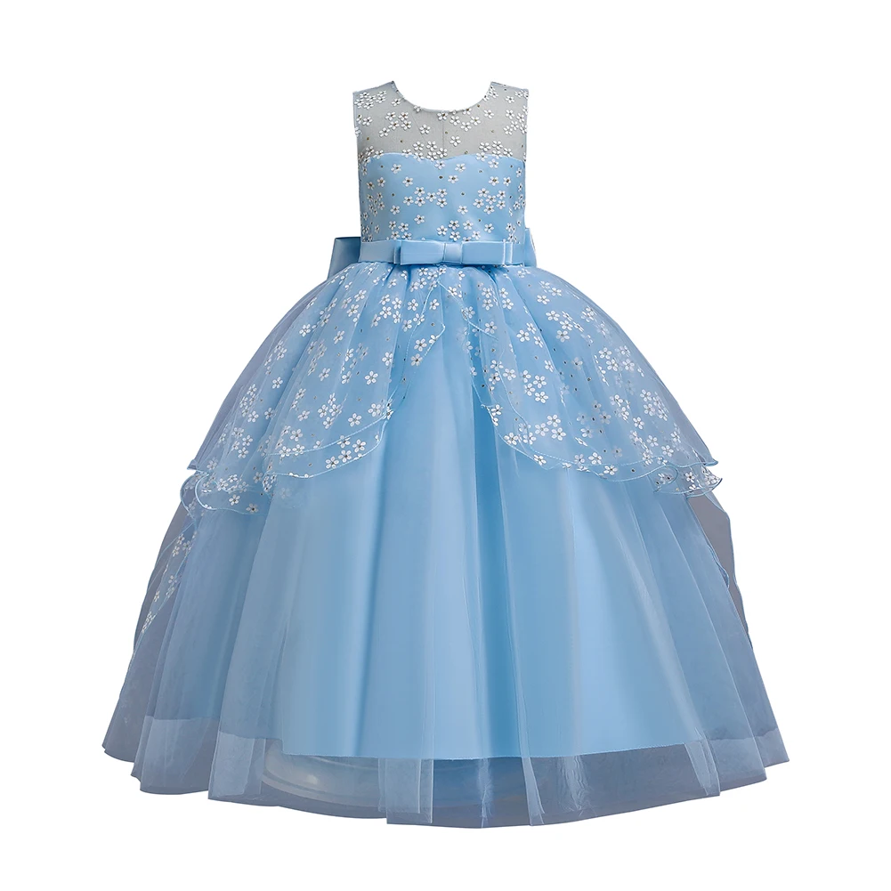 Buy Stardress Girl's Ball Gown Scoop Appliqued Beaded Floor Length Flower Girl  Dresses Prom Gown (9 years, blue) Online at desertcartINDIA