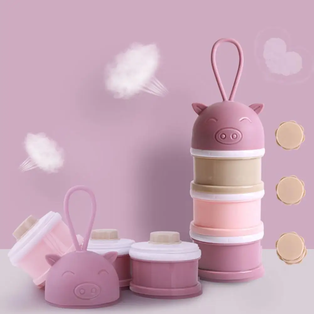Newborn Baby Milk Powder Box Detachable Cute Pig Multi Layers Portable Candy Food Storage Container | Мать и ребенок