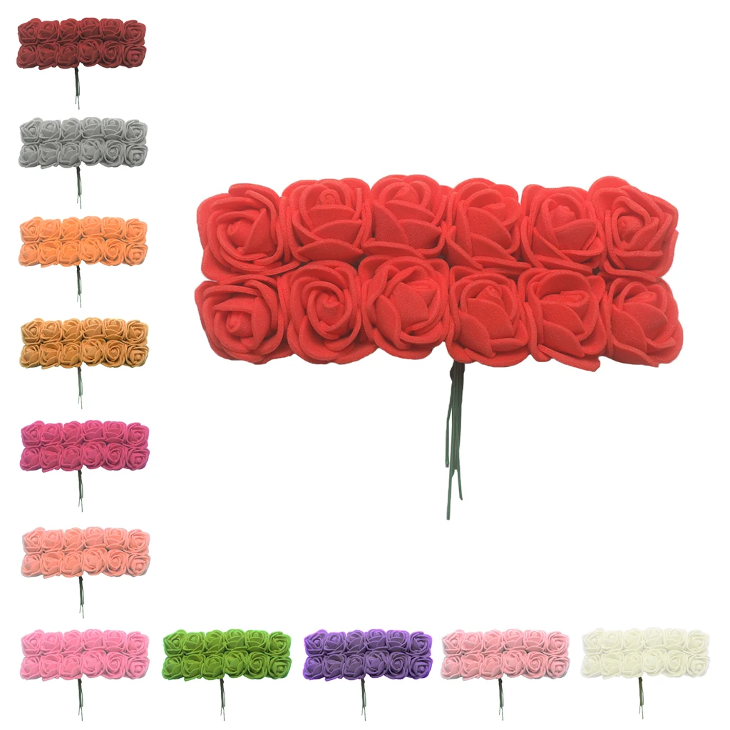 144x Artificial Foam Rose Flower With Stems Wedding Bridal Shower Bouquet Home Decoration