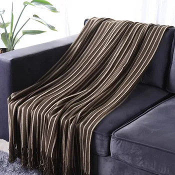 

Battilo Soft Striped Throw Blanket for Couch - Lightweight Cozy Blankets and Throws for Sofa with Tassels, 50x60 Inch