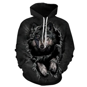 

Fashion Wolf 3D Printed Hoodies Men / Women's Long Sleeve Tracksuits Autumn Pullovers Animal Streetwear