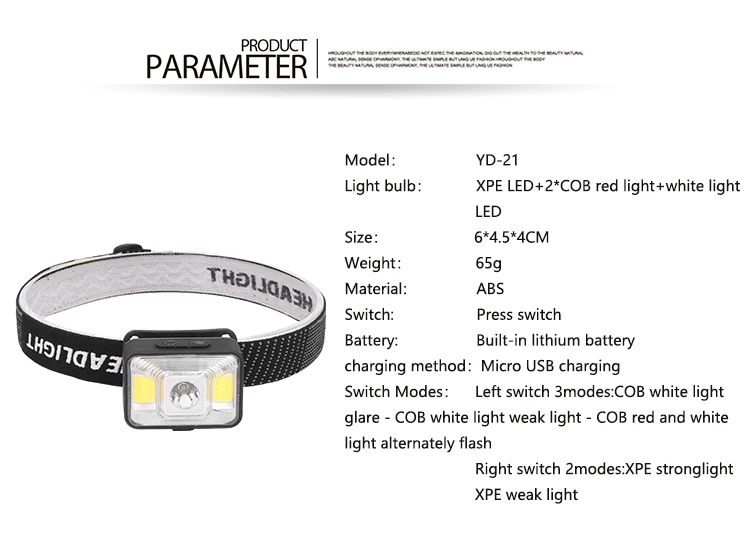Супер яркий налобный фонарь USB Перезаряжаемый головной светильник со встроенным аккумулятором красный белый светильник головной светильник водонепроницаемый головной светильник