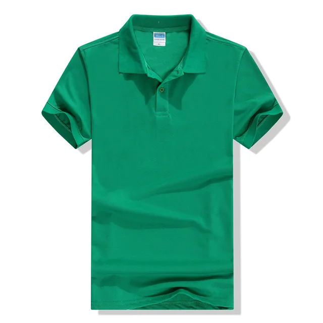 Летняя мужская трикотажная рубашка-поло с коротким рукавом, однотонная 4