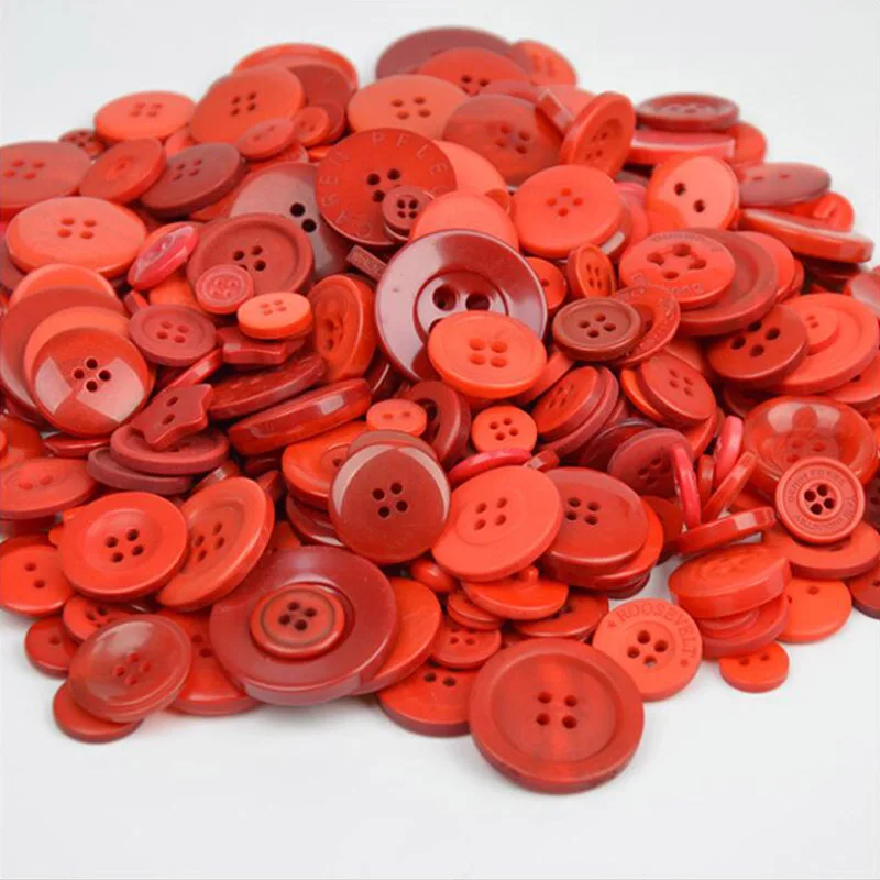 600 шт 2 отверстия/4 отверстия круглые пластиковые пуговицы красная серия Разноцветные полимерные пуговицы, аксессуары для одежды DIY