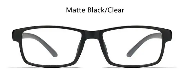 matte black clear Новинка, мужские оправы для очков,, оптические прозрачные линзы, PC очки, темно-коричневые прямоугольные очки, оправа для очков, мужские очки для чтения, близорукость - Цвет оправы: matte black clear
