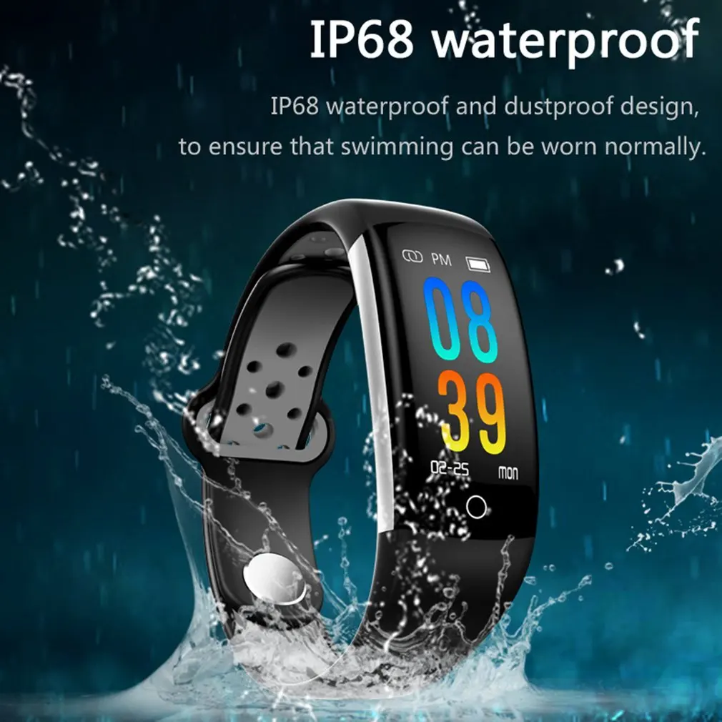 ГОРЯЧАЯ lcd Q6 смарт-браслет пульсометр фитнес-браслет Ip68 Водонепроницаемый умный Браслет фитнес-трекер