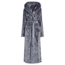 Lapel Nighwear Autumn Winter Robe For Women Sleepwear Warm Soft Bathrobe Long Sleeve Nightgown Thicken Kimono Dressing Gown