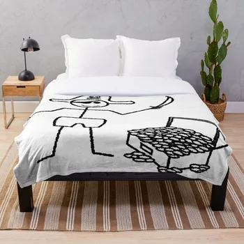 

Pirate Stickman With Treasure Chest Throw Blanket Soft Sherpa Blanket Bed Sheet Single Knee Blanket Office Nap Blanket