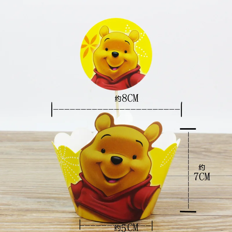 Birthday Party Supplies birthday party supplies party decorations cake topper paper cupcake wrappers cake toppers cupcake supplies cake decorations Disney Winnie the Pooh Theme Party Supplies 12pcs wraps+12pcs toppers Cupcake Wrappers Toppers Kids Birthday Party Decoration