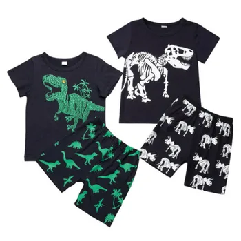 

Pudcoco US Stock Baby Boy Summer Dinosaur Priting Short Tops Pants Two Piece Set Top And Pants Casual Boys Summer Clothes
