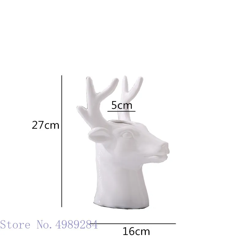 Creative Ceramic Vase Deer Head Elk Animal Head Simulation Animal Ceramic Crafts Flower Arrangement Flower Vase Home Decoration 6