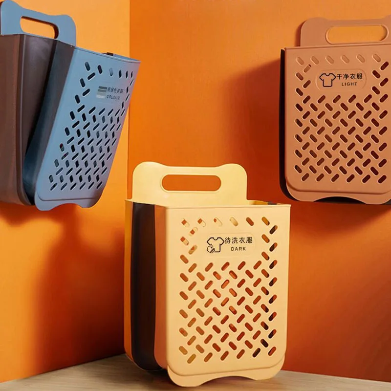 Foldable Laundry Basket Wall Hanging Storage Baskets Household Items