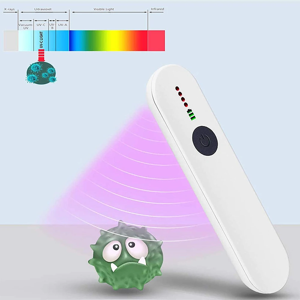Handheld UV Disinfection Lamp UV Sterilization Stick Portable Rechargeable Bacteria UVC Sanitizers Traveling Sterilizer Lamp