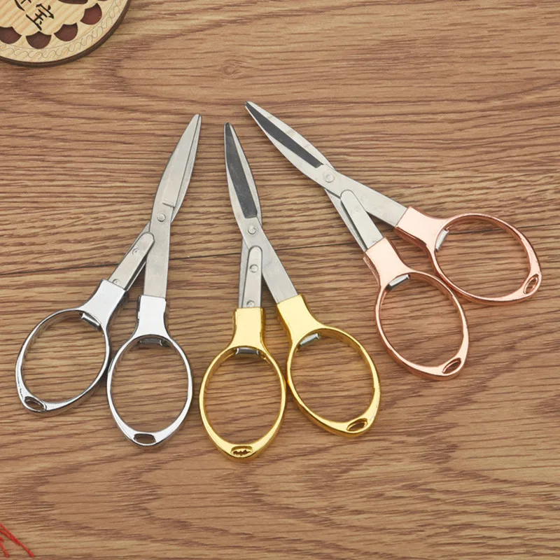 

HS Tools Stainless Steel Scissors Anti-Rust Folding Scissors Glasses-Shaped Mini Shear for Home and Travel Use