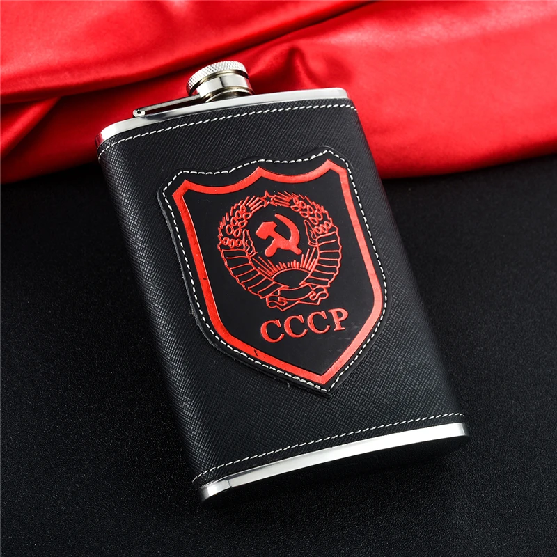 Мини фляжки GENNISSY из нержавеющей стали 9 унций классические красные CCCP с узором