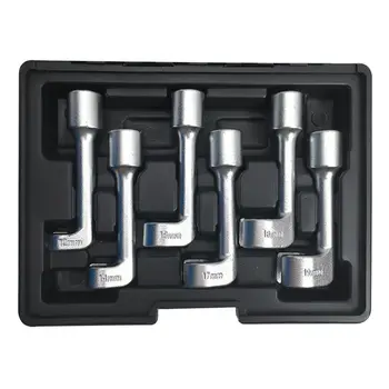 

6 Pcs Fuel Injector Injection Sockets L-Type Wrench Open Ended Ring Wrench 1/2" Dr. 12,14,16,17,18,19mm Sizes Tools
