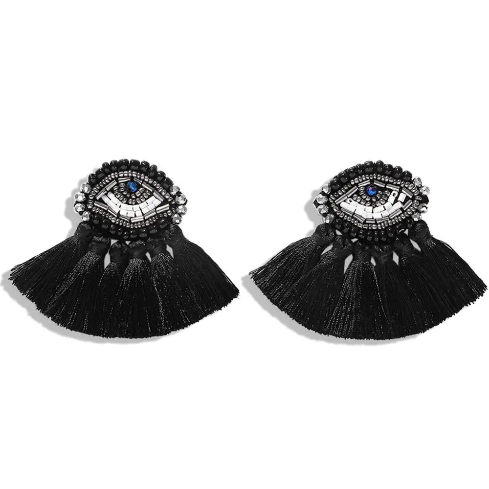 Dvacaman ZA, черный цвет, полный горный хрусталь, подвесное сердечко, серьги для женщин, бохо, серьги из бисера с кисточкой статусные модные ювелирные изделия, подарок - Окраска металла: 3