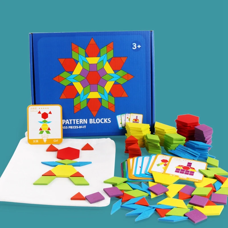 Детский Набор пазлов, красочные детские развивающие деревянные игрушки, развивающие игрушки для детей, 155 блоков