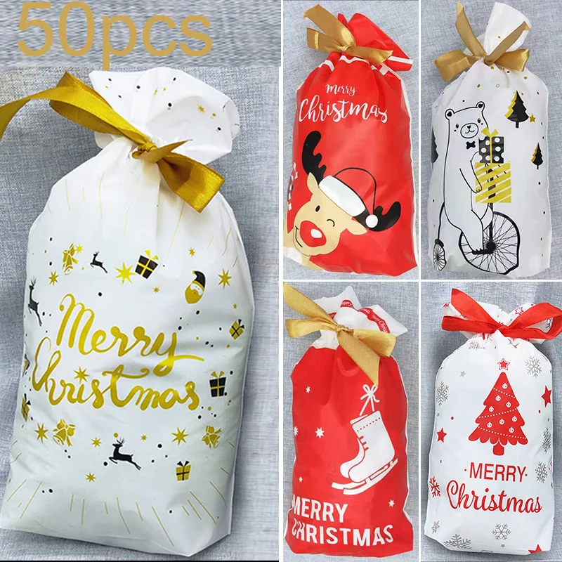 

50pcs/Set 23.5x15cm Christmas Candy Gift Bag Home Table Party Decor Ornaments