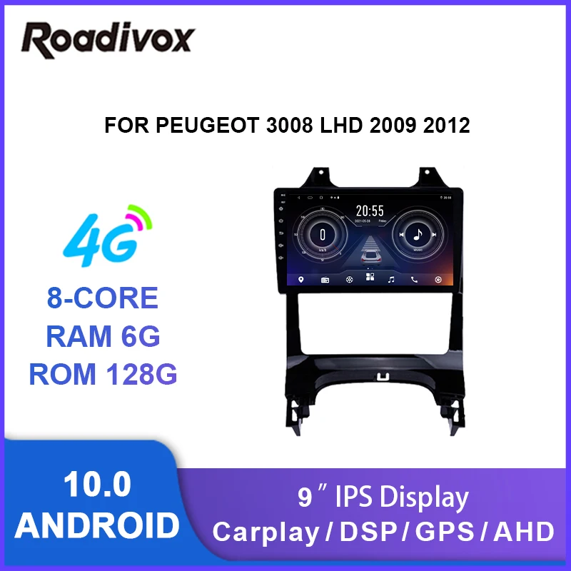 Автомобильный радиоприемник 9 дюймов android 10 0 видеоплеер с gps для Peugeot 3008 LHD 2009-2012