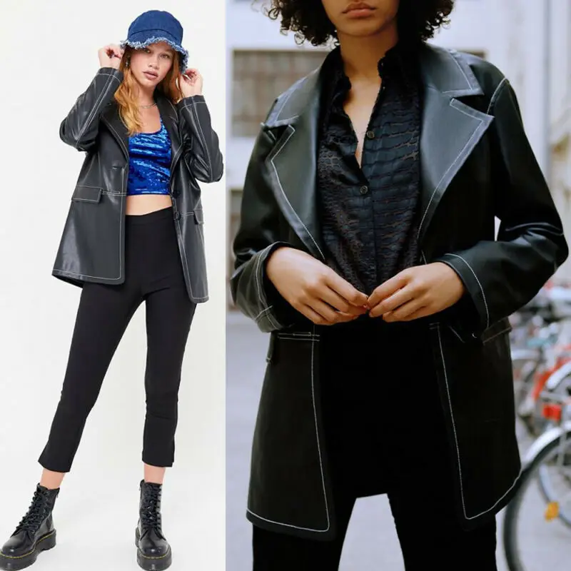 Женская кожаная куртка бомбер Классическая хипстерская в винтажном стиле