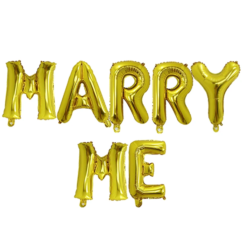 12 шт. 16 дюймов розовое золото MARRY ME письмо фольгированные шары 1" Сердце шар День Рождения декорации на свадьбу, вечеринку вечерние принадлежности Globos - Цвет: 7pcs