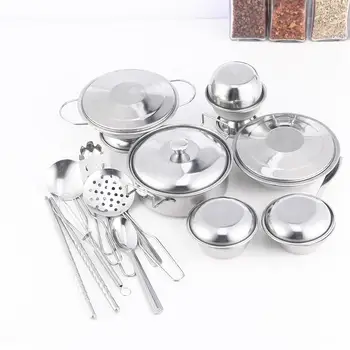 

20pcs Stainless Steel Kitchen Toys Play House Toy Simulation Cooking Toy Educational Plaything for Children Kids Toddlers