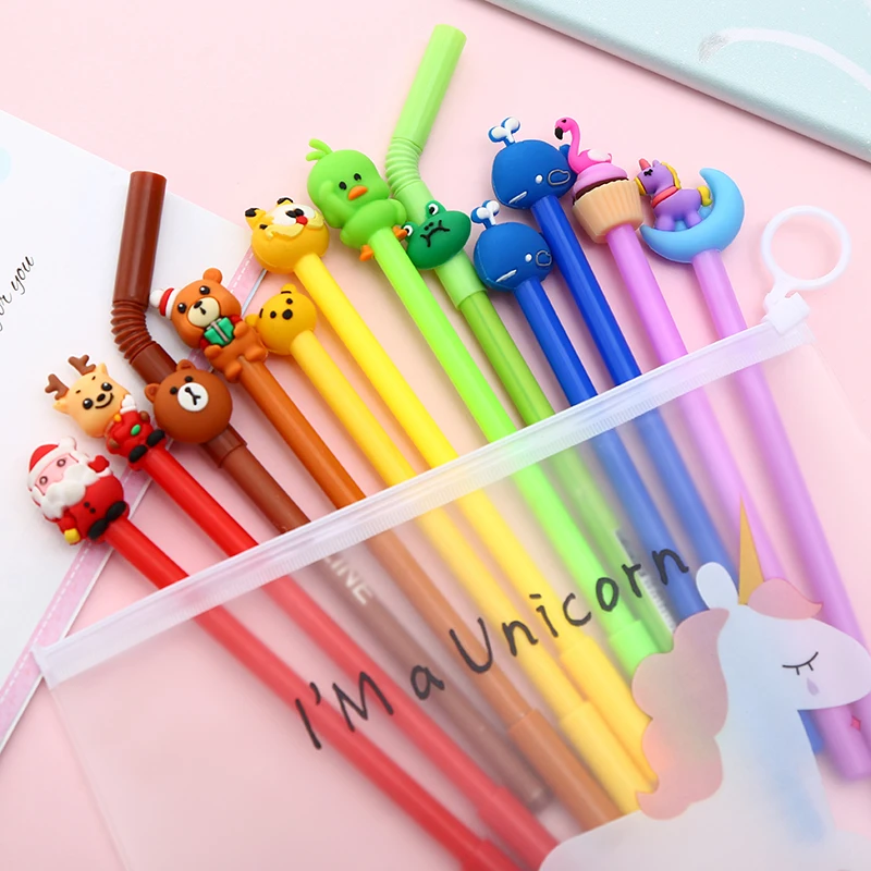 12 шт./компл.; красивый комплект одежды гелевая ручка Kawaii Унесенные призраками с изображением черного кота, офисные школьные Чехол для мобильного телефона в стиле "Bts аксессуар стационарный вещь Материал Карандаш Чехол сумка - Цвет: 6