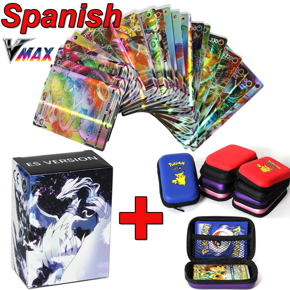 2022 Pokemon Pikachu Game Cards 60 Capacity Holder Album Spanish Flash Pokemones Earphone Storage Box Toy | Игрушки и хобби