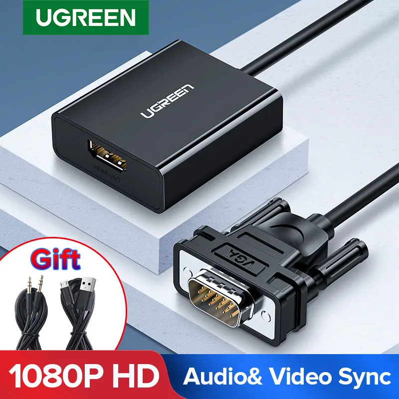 Адаптер Ugreen VGA HDMI 1080P Переходник папа мама для ноутбука монитора HDTV видео и