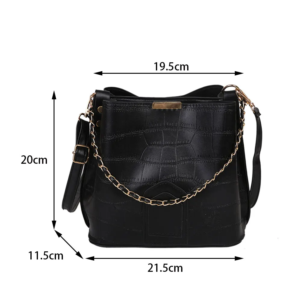New Leather Shoulder Bags for Women Bucket Crossbody Bags Fashion Trends Female Printed Handbags Casual Ladies Simple Clutch