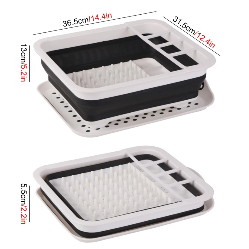 

Foldable Dish Rack Kitchen Storage Holder Drainer Bowl Tableware Plate Portable Dinnerware Drying Rack With Tray Space Saving