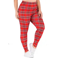 Женские леггинсы больших размеров с эластичной резинкой на талии, повседневные леггинсы с высокой талией, штаны с принтом в клетку, высококачественные модные длинные брюки, Новинка