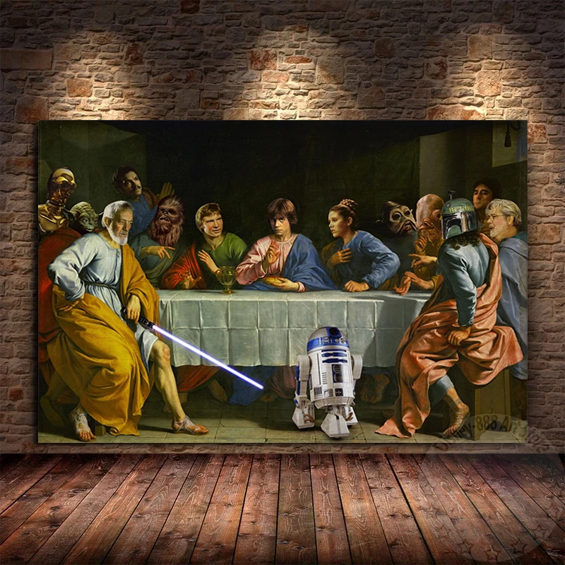 Disney Star Wars Last Supper Poster Creative Anime Figure Painting Famous Wall Art Canvas Print Picture Living Room Home Decor | Дом и сад