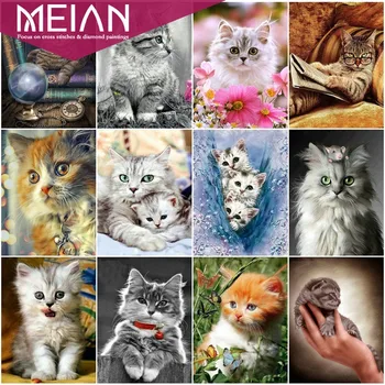 

2020 MEIAN Cat Shine Diamond Painting Full Diamond Embroidery Animals Picture Of Rhinestone Cross Stitch Diamond Mosaic Handwork
