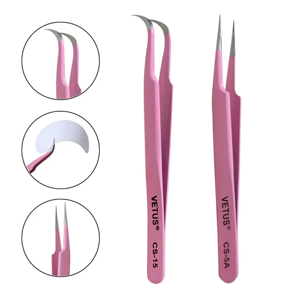 100 VETUS Stainless Steel Eyelash Tweezers 20PCS Eyelashes Extension