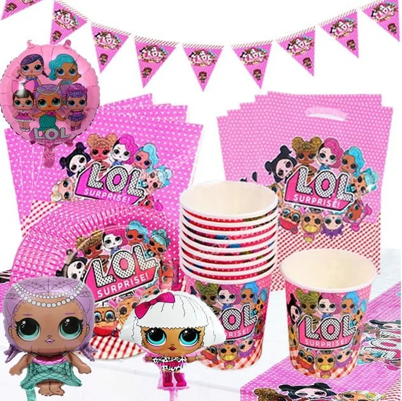 LOL Surprise Doll Family Birthday Party Decoration Toy Set Cute Cartoon Anime Figure Dining Table Tableware for Kid Gift | Дом и сад