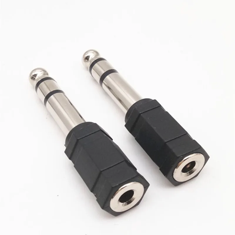 100pcs nickle plated Mono stereo 3.5mm female to 6.35mm 6.35 mm 6.5mm 1/4" inch Male TRS jack audio Adapter connector
