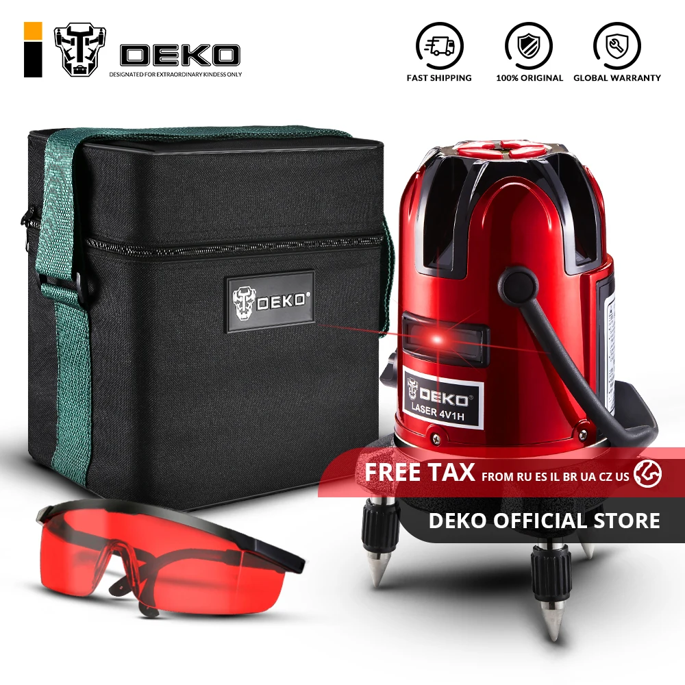 DEKO LL57 5 Line 6 Points Red Oxford Box Laser Level Self leveling Horizontal&Vertical 360 Degree Adjustment Higher Visibility|Laser Levels| - AliExpress