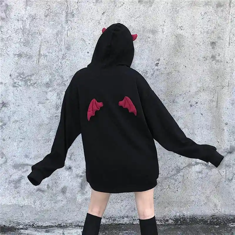  NiceMix Fall Winter Women Sweatshirts High Street Harajuku Cute Hoodies Punk Gothic Devil Horn Chic