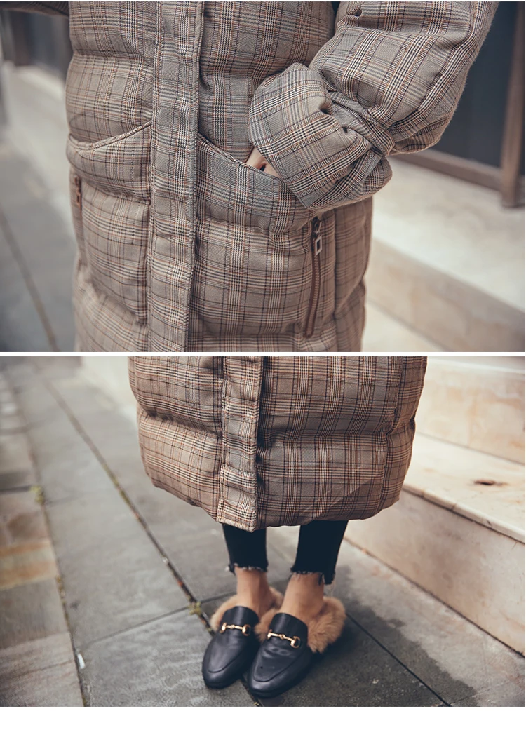 Корейский стиль зимняя куртка женская с капюшоном с меховым воротником теплая утепленная женская пуховая парка X-long Женское зимнее пальто