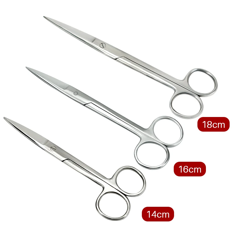 14/16/18cm Animal Veterinary Surgical Scissors Straight Curved Tip