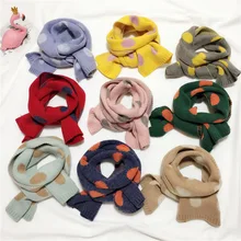 Новые корейские Детские шарфы на осень и зиму, теплые вязаные шарфы в горошек для мальчиков и девочек