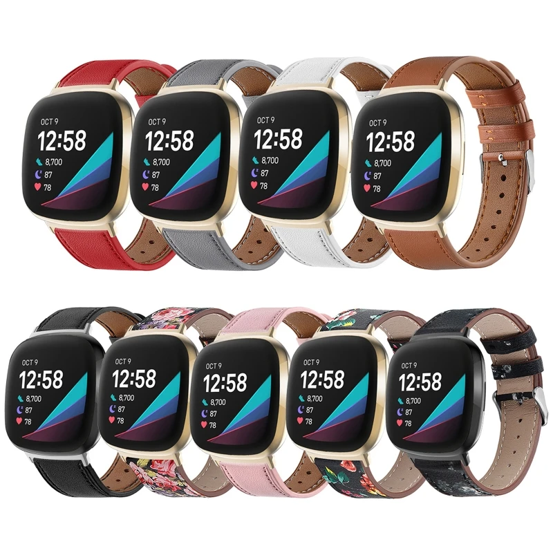 

Color PU Leather Wristband Strap Watch Band for -Fitbit Versa3/Sense Smart Watch B95C