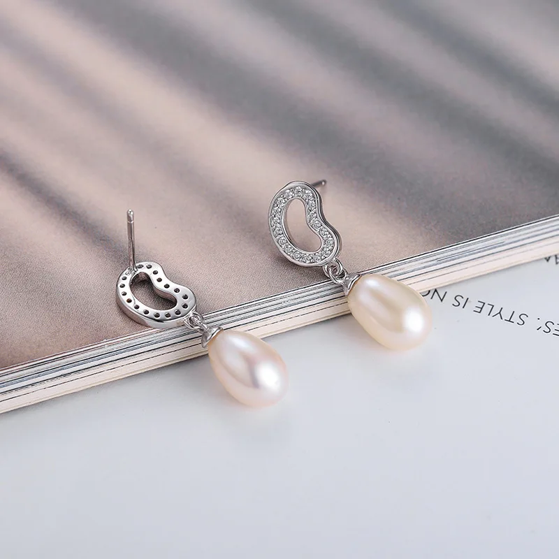 

925 Sterling Silver Fashion Foot Natural Freshwater Pearl Simple Drop Earrings for Kids Girls Christmas Gift Aretes De Moda