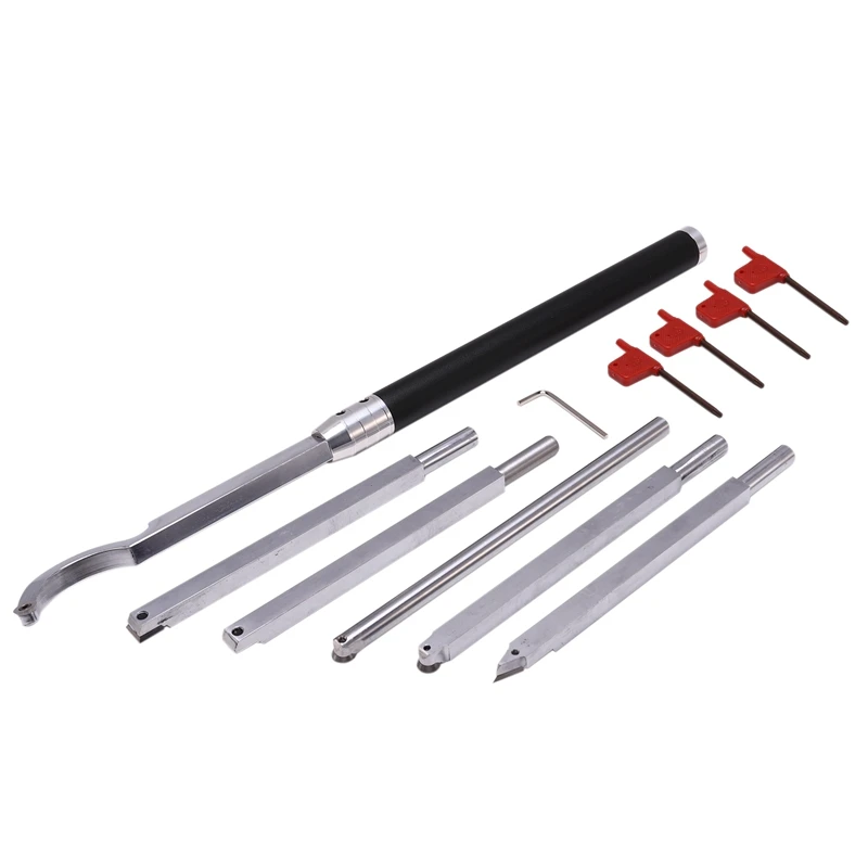 

Simple Woodturning Tools Full Size Set of 6 Carbide Tipped Wood Turning Lathe Tools with Carbide Inserts, Screws and Torx Star W