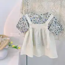 

Girls Floral Dress Summer 2021 New Style Foreign Girl Baby Sling Summer Child Children'S Suit Summer Dress