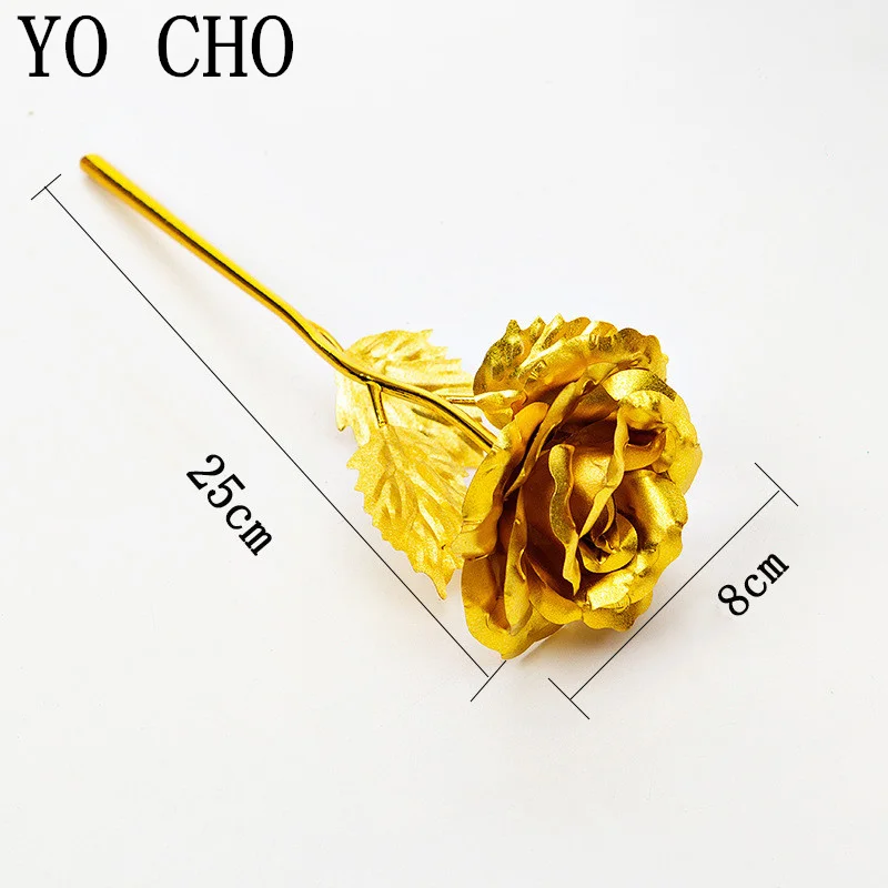 Cn _ Fm Golden-Color Feuille Artificiel Fleur Rose Potence Longue Saint 
