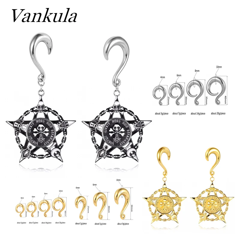 Vankula 2 шт. Затычки Для ушных туннелей 316L из нержавеющей стали крючки измерительные