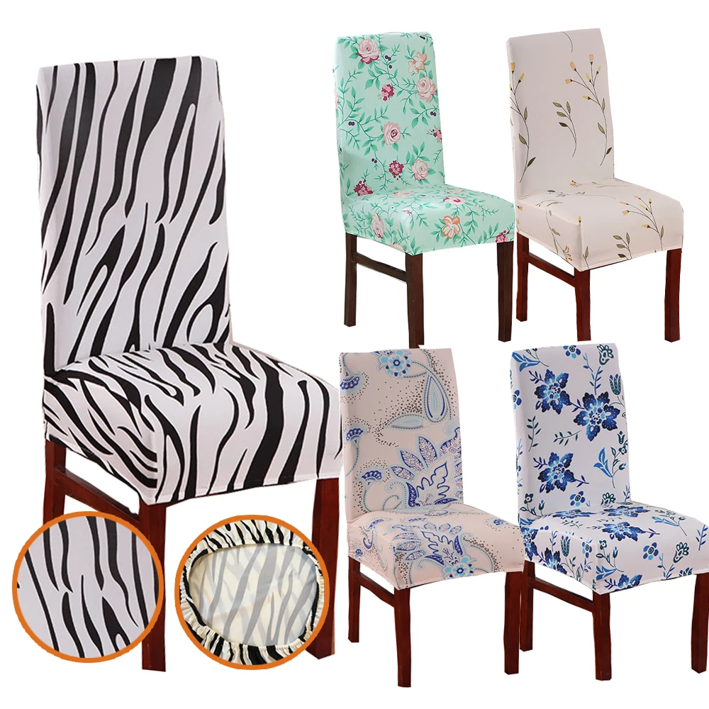 Hot Sale Zebra Pattern Chair Cover Floral Spandex Elastic Dining
